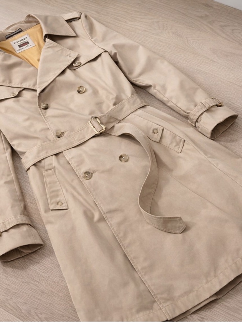 Misty Harbor DBL Breasted Trench Coat Size 40R Khaki Belted